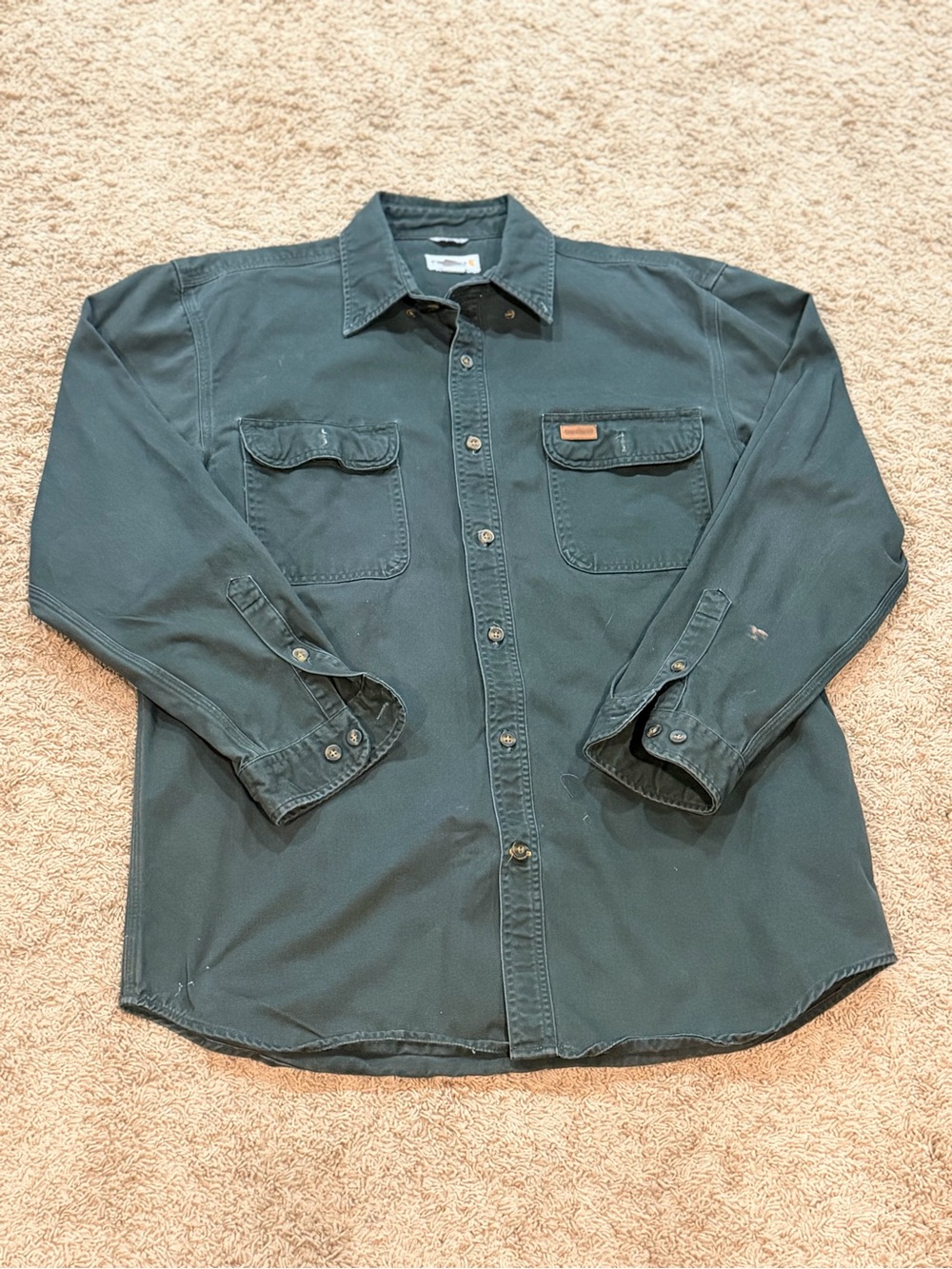 Vintage Carhartt Shirt Mens Oakman Large Long Sleeve Outdoor Work Shirt *Read*